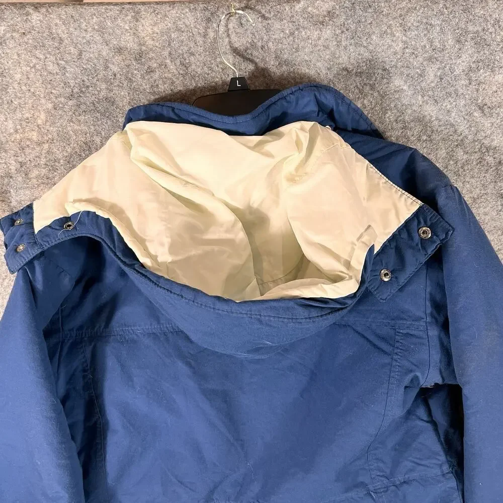 Vtg Woolrich‎ Mens Parka Jacket LARGE Blue Long / Lined USA Made/ Small Flaw
